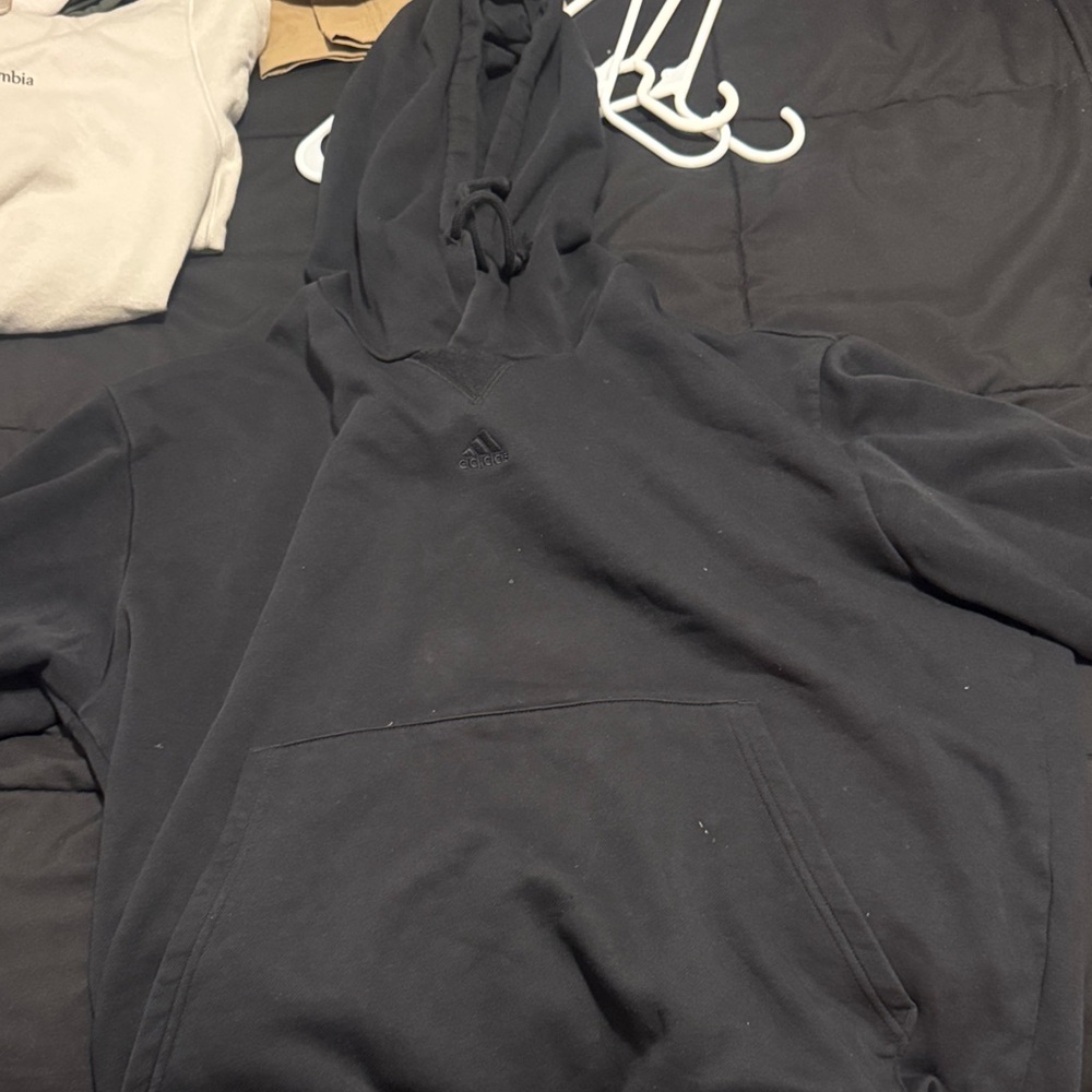 adidas Black Men's Pullover Hoodie with Subtle Logo